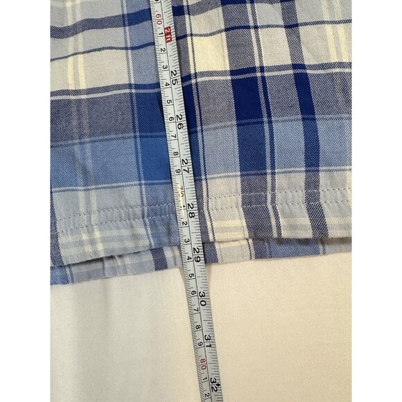 L.L. Bean Blue Plaid Hoodie Button-Up Flannel Shacket Women Size L Jacket Shirt - Picture 6 of 8